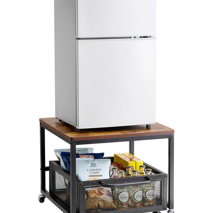 Mini Fridge Stand with Pull-Out Storage Cart, Wheels, 198 lb