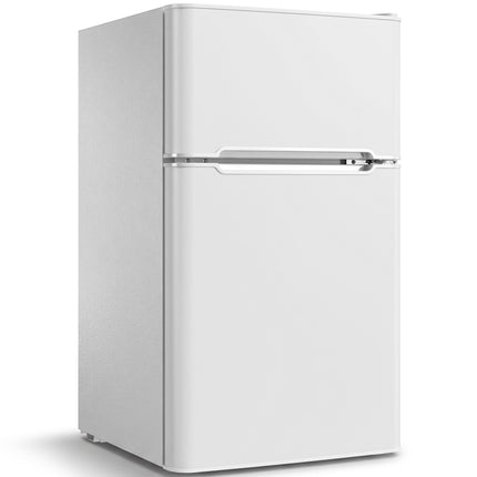 Mini Fridge with Freezer Compartment 90 L, 2 Doors, Adjustable Thermostat, White