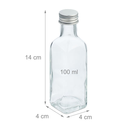 Mini stikla pudeles ar skrūvējamu vāciņu - 100 ml komplekts