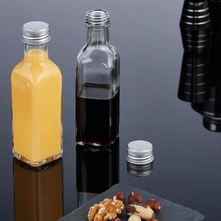 Mini stikla pudeles ar skrūvējamu vāciņu - 100 ml komplekts