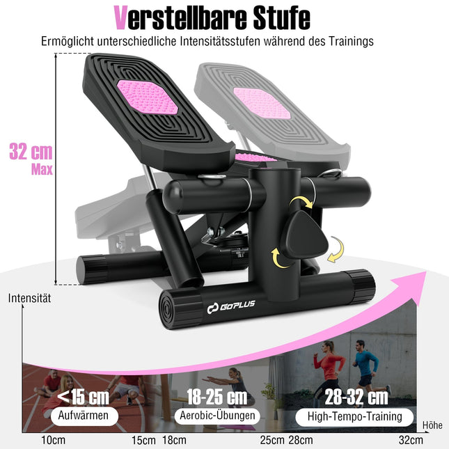 Mini stepperis ar pretestības lentēm - regulējams, kompakts fitnesa aprīkojums
