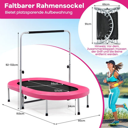 Mini batuts ar regulējamu rokturi, 2 personām, rozā