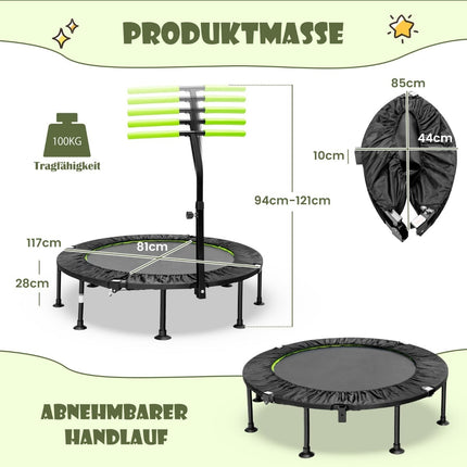 Mini batuts ar regulējamu rokturi, salokāms, 110 cm