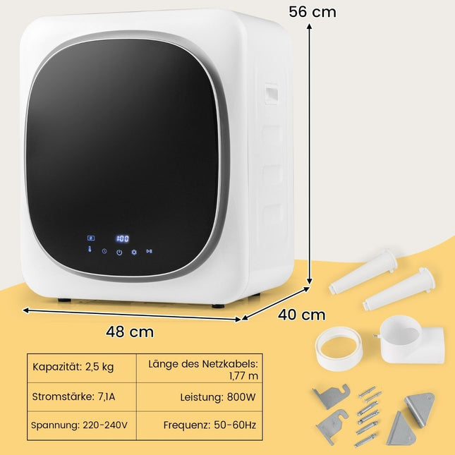 Mini veļas žāvētājs 5kg ar LED skārienekrānu un dezinfekcijas un dezodorēšanas izplūdes žāvētāju
