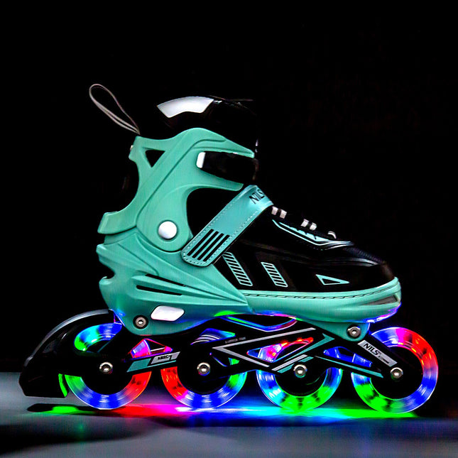 Mint krāsas LED skrituļslidas, M izmērs (35-38)