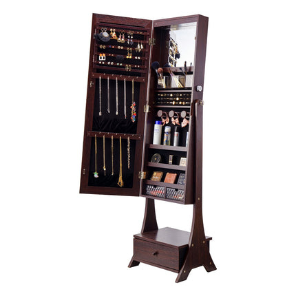 Mirror Jewelry Cabinet With Lock, LED, Full-Length Mirror