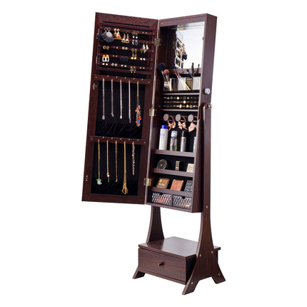 Mirror Jewelry Cabinet With Lock, LED, Full-Length Mirror
