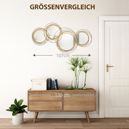 Round Metal Mirror Set - Wall Art for Living Room & Bedroom