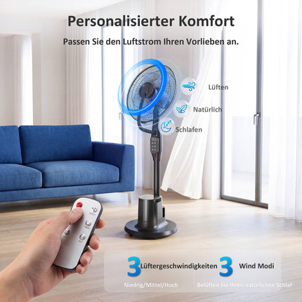 Miglošanas pjedestāla ventilators, 70 svārstības, 3 ātrumi, 3,5 l tvertne