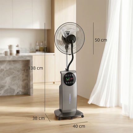 Smidzinošs pjedestāla ventilators ar tālvadības pulti, 3 ātrumi, 3,1 l tvertne