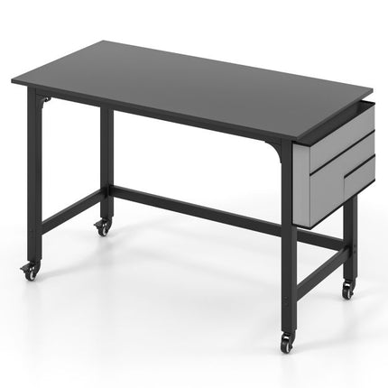 Pārvietojams datorgalds 120 cm - uzglabāšanas soma, āķi, melns