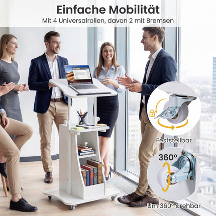 Mobilais stāvgalds ar riteņiem, noliecama virsma, 72-112 cm