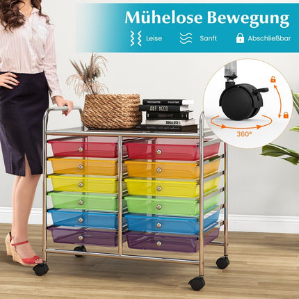 Mobilais uzglabāšanas ratiņi ar 12 sakraujamām atvilktnēm
