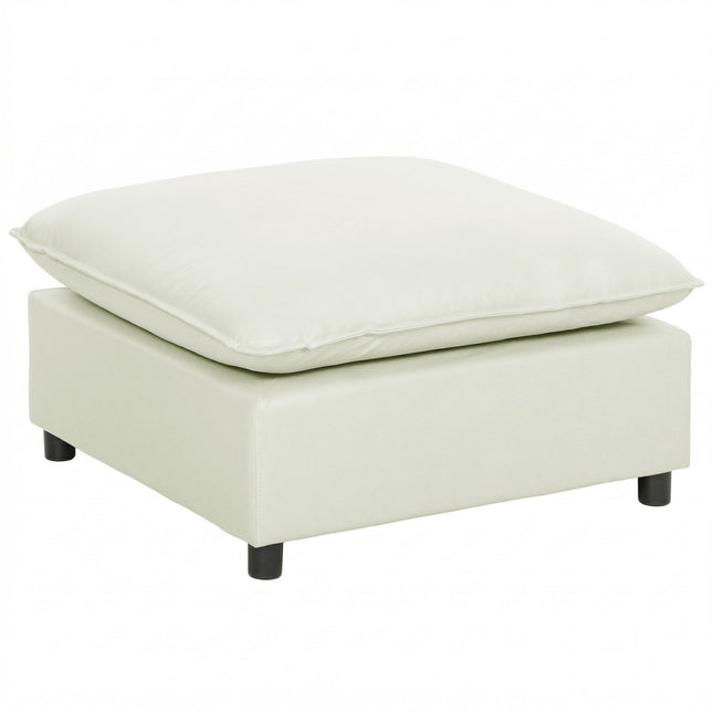 Moderns auduma pufs ar plastmasas kājām, 75 cm, krēmbalts