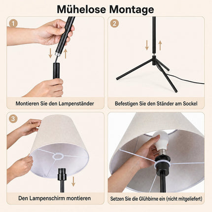 Moderna stāvlampa ar auduma abažūru un statīva pamatni