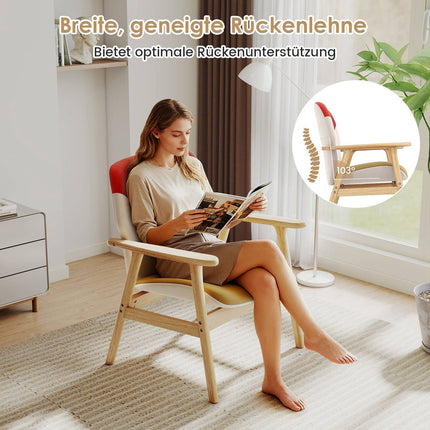 Moderns atpūtas krēsls ar gumijkoka rāmi un spilvenu