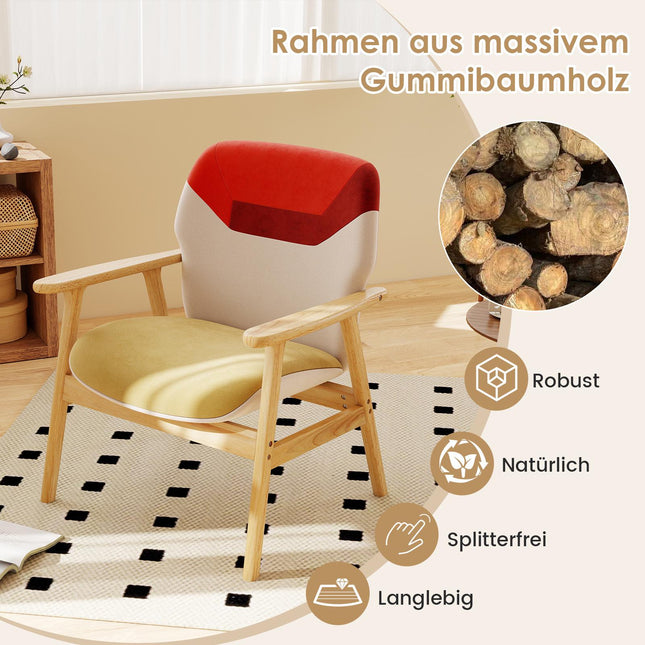 Moderns atpūtas krēsls ar gumijkoka rāmi un spilvenu
