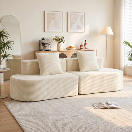 Modular 3-Seater Cloud Sofa, Frameless with Pocket Springs, Corduroy, Beige