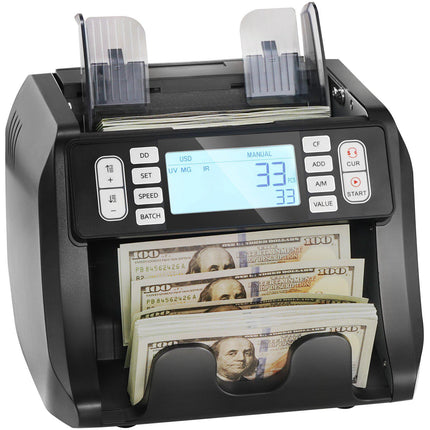 Money Counter Machine, UV MG IR DD, USD EUR, Dual Display