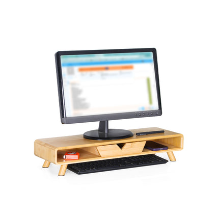 Monitora pacēlājs ar atvilktni - bambuss, ergonomisks dizains