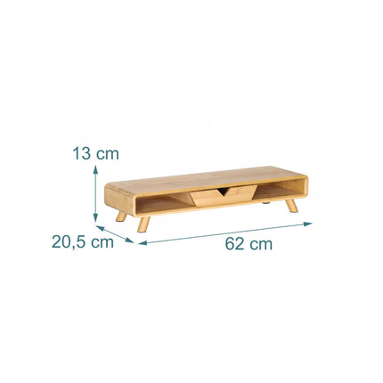 Monitora pacēlājs ar atvilktni - bambuss, ergonomisks dizains