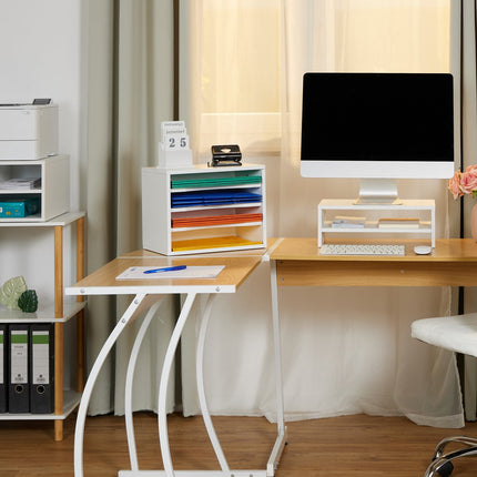 Monitora statīvs ar uzglabāšanas plauktu - ergonomisks, vietu taupošs