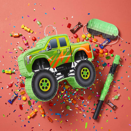 Monster Truck Pinjatas komplekts - iekļauts nūja un aizsietā galviņa