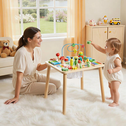 Montessori Activity Table, 13-in-1 Wooden, 6-36 Months