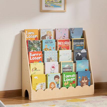 Montessori Bookshelf, 5-Tier Front-Facing With Hooks