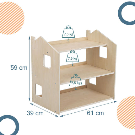 Montessori bērnu grāmatu skapis, mājas formas plaukts