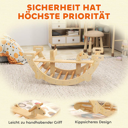 Montessori iekštelpu kāpšanas arka, 2-in-1 koka šūpoles, 110x52x45 cm