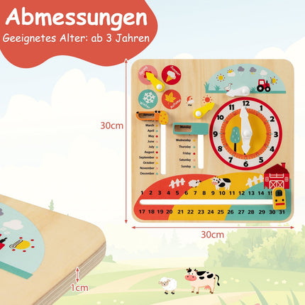 Montessori koka mācību pulkstenis bērniem no 3 gadu vecuma