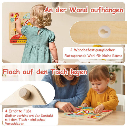 Montessori koka mācību pulkstenis bērniem no 3 gadu vecuma