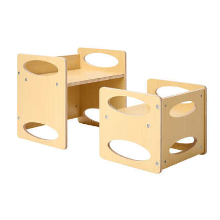 Montessori Weaning Table and Chair Set, Adjustable Wood