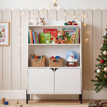 Montessori koka bērnu plaukts, balts, 3 nodalījumi