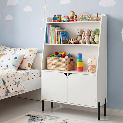 Montessori koka bērnu plaukts, balts, 3 nodalījumi