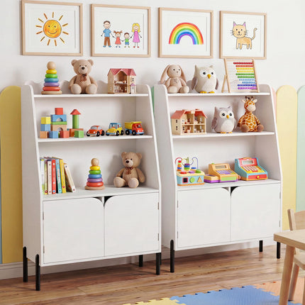 Montessori koka bērnu plaukts, balts, 3 nodalījumi