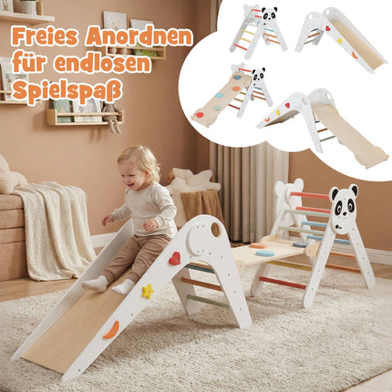 Montessori koka kāpšanas komplekts ar pandas dizainu