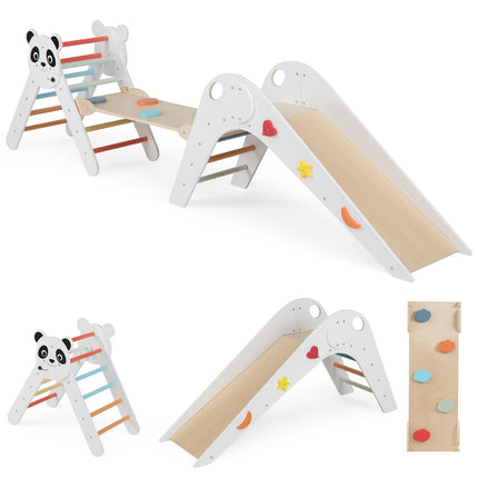 Montessori koka kāpšanas komplekts ar pandas dizainu