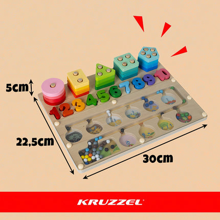 Montessori koka izglītojošais šķirotājs - 3 vienā rotaļlieta, 30 × 22,5 cm