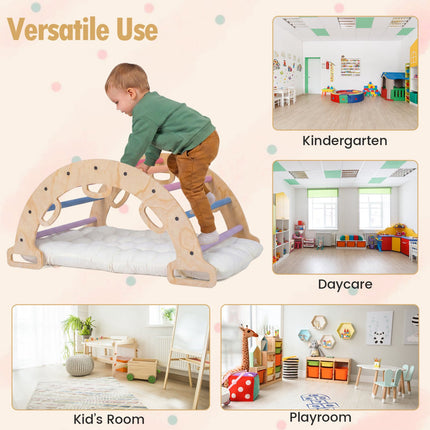 Montessori koka kāpšanas arka ar spilvenu