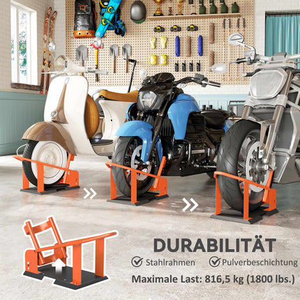 Motocikla riteņa ķīlis, regulējams, tērauds, celtspēja 816,5 kg