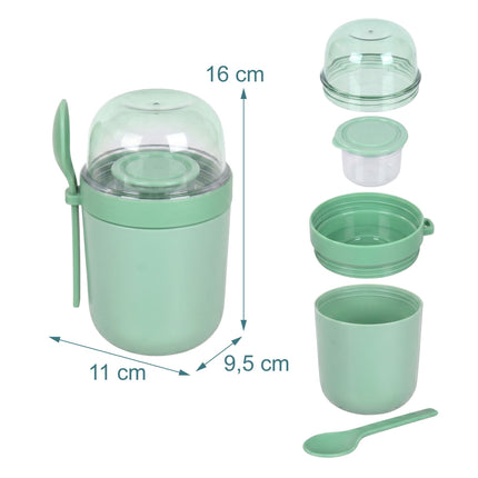 Mūsli krūzītes līdzi ņemšanai, 4 gab. iepakojumā, zaļas, bez BPA plastmasas