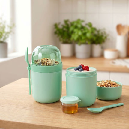 Mūsli krūzītes līdzi ņemšanai, 4 gab. iepakojumā, zaļas, bez BPA plastmasas