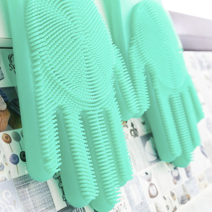 Multi-Purpose Silicone Gloves with Bristles by InnovaGoods, Green, One Size