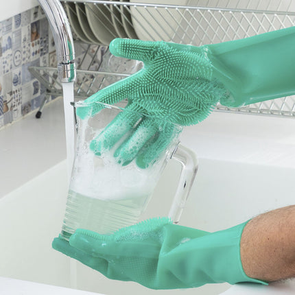 Multi-Purpose Silicone Gloves with Bristles by InnovaGoods, Green, One Size
