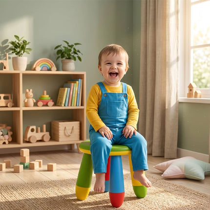 Daudzkrāsains bērnu plastmasas krēsls, sēdekļa augstums 26 cm