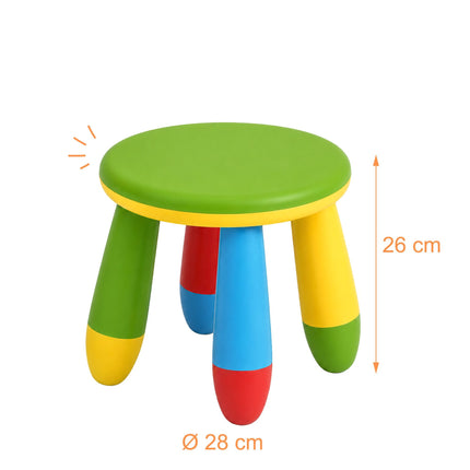 Daudzkrāsains bērnu plastmasas krēsls, sēdekļa augstums 26 cm