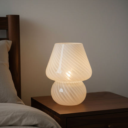 Sēņu formas stikla galda lampa, LED, 3 gaismas krāsas