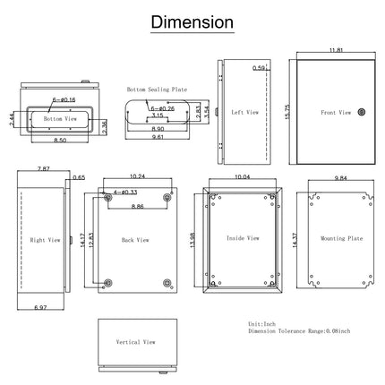 NEMA 4X Steel Electrical Enclosure 40x30x20 cm, IP66